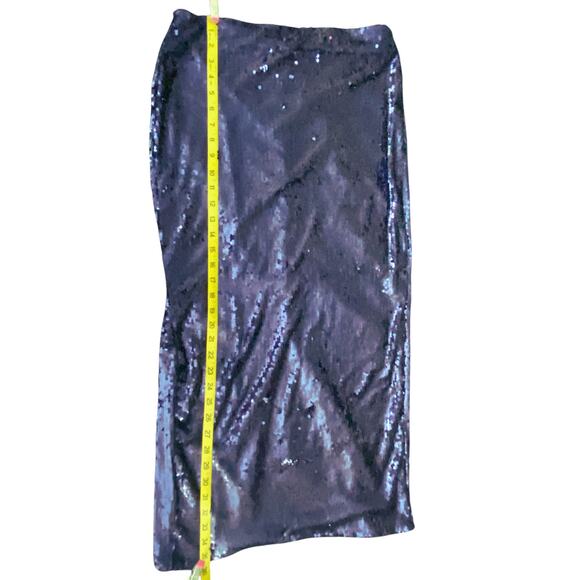 BLUE SEQUIN MIDI SKIRT - Picture 4 of 9